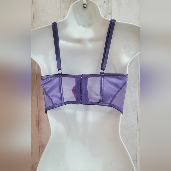 💚5/$25 Purple Lace Bustier Bralette Strappy Lingerie Sexy Bra Top Size Small - Picture 6 of 8